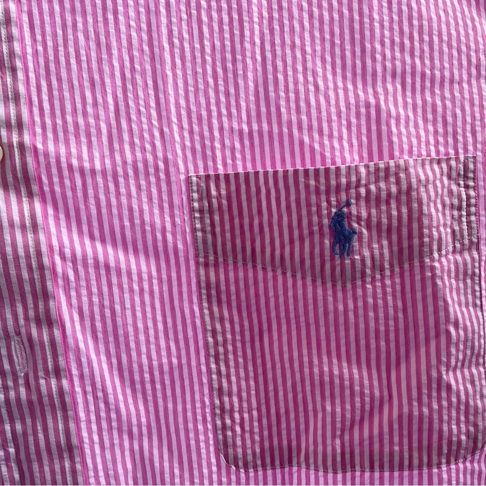 Polo Ralph Lauren Pink Short Sleeve Seersucker Shirt - Picture 4 of 5